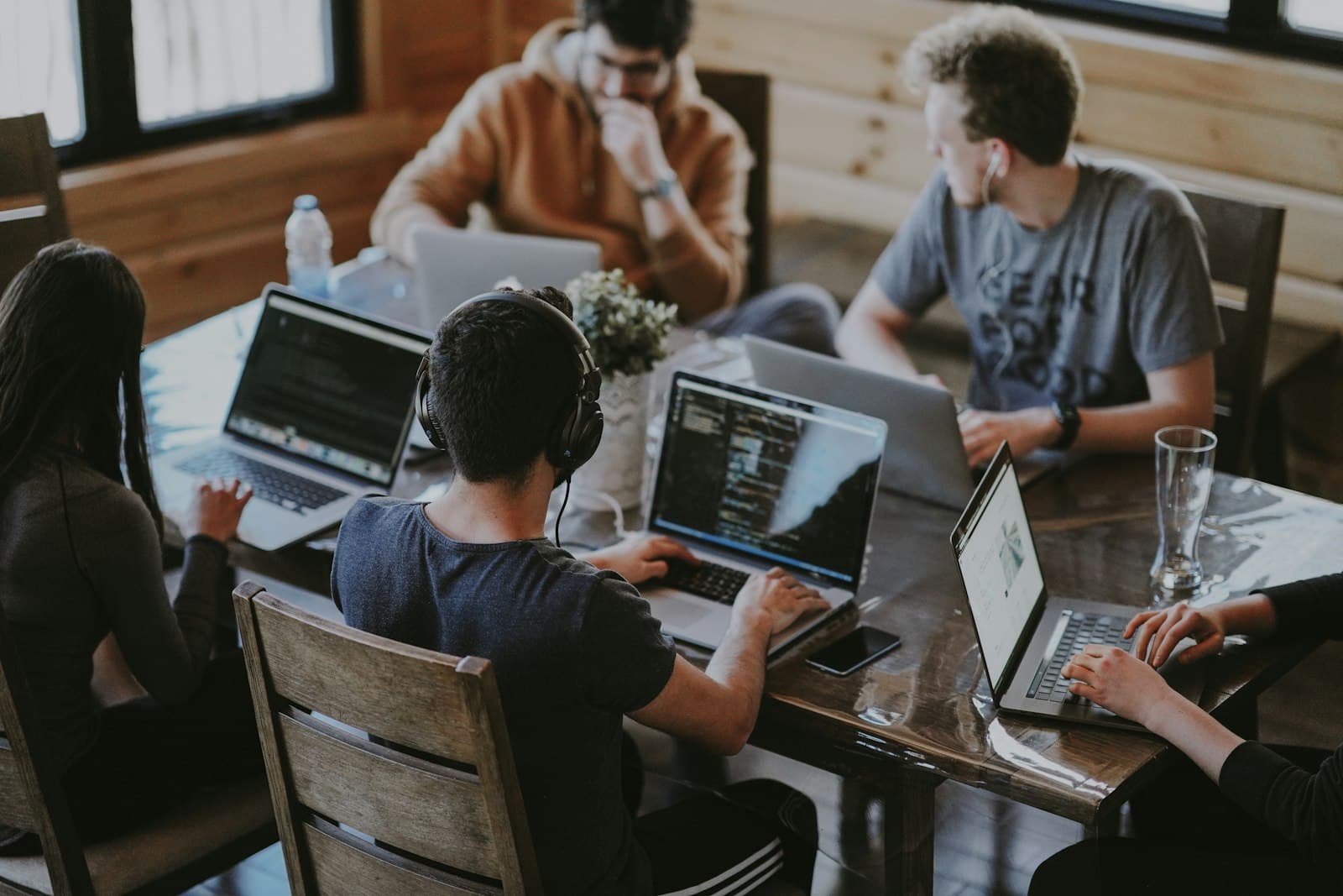 Team collaborating on a software project