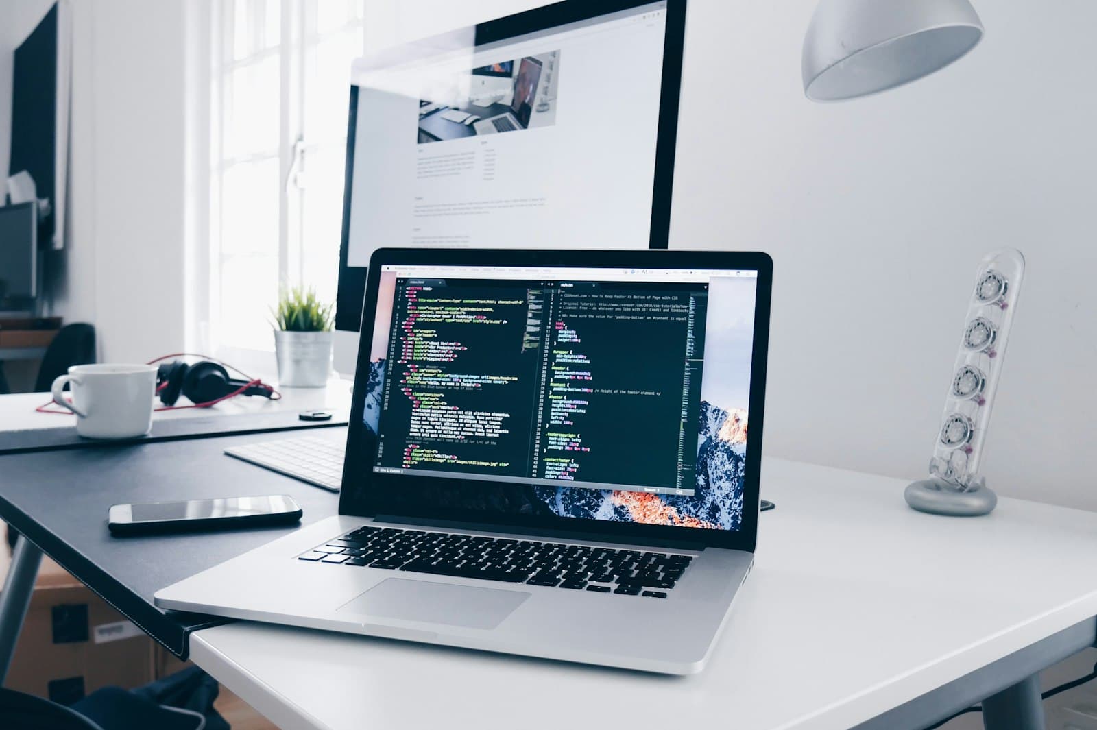 Developer working on software at a desk